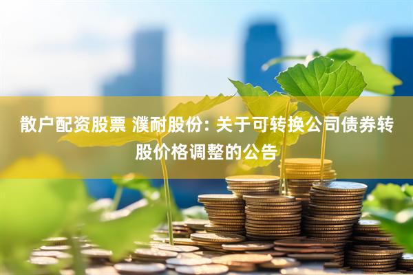 散户配资股票 濮耐股份: 关于可转换公司债券转股价格调整的公告